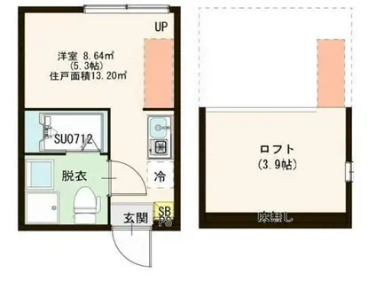 ハーモニーテラス井草(ワンルーム/1階)の間取り写真
