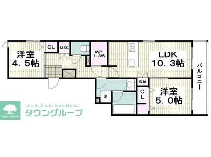 サウスERN-STROUTE33(2LDK/2階)の間取り写真