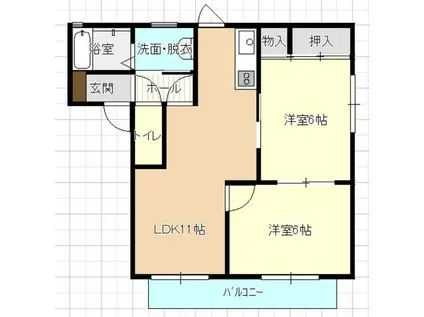 コンフォート上里A号館(2LDK/2階)の間取り写真