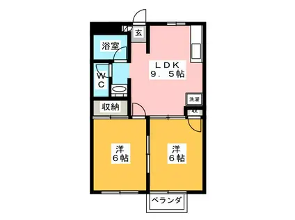 コートヒル杉山(2LDK/1階)の間取り写真