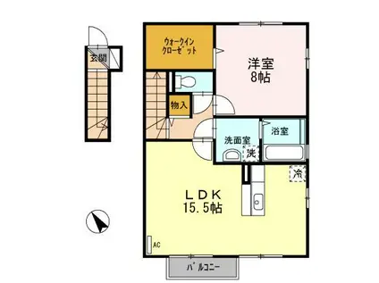 ハウスフォーレスト(1LDK/2階)の間取り写真