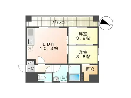 APARTMENT GRUS NAKAZONO(2LDK/7階)の間取り写真