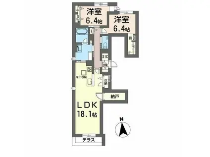 シャーメゾン925浅草橋(2LDK/1階)の間取り写真