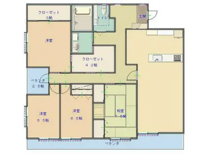 アンスーリール(4LDK/4階)の間取り写真