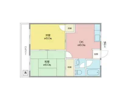 レジデンス太平(2DK/3階)の間取り写真