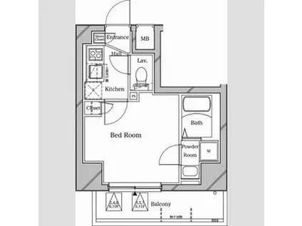 ラフィスタ横浜阪東橋II(1K/10階)の間取り写真