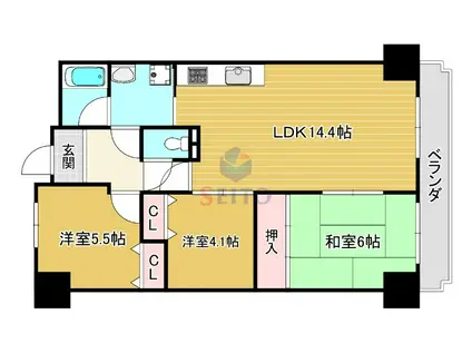 プランドール桃山(3LDK/5階)の間取り写真
