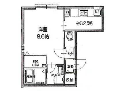 シャンブルIII(1K/2階)の間取り写真