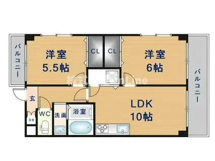 シャンベルミツモ(2LDK/3階)の間取り写真
