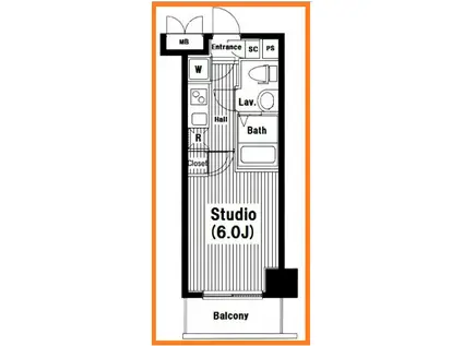 グランドガーラ南麻布(1K/6階)の間取り写真