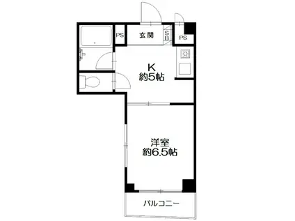 マンションタワーサイド(1K/14階)の間取り写真