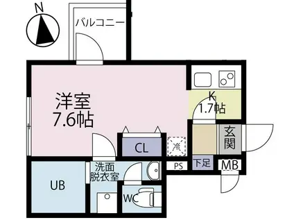 LIBERTY長町南(1K/3階)の間取り写真