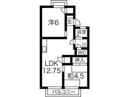 MUヒルズB(2LDK/1階)の間取り写真