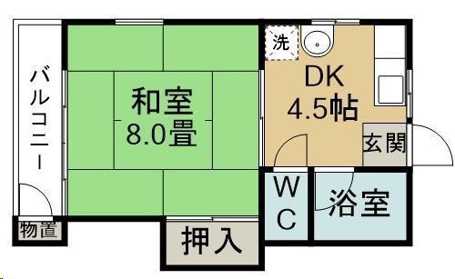 高砂フラワー(1DK/2階)の間取り写真