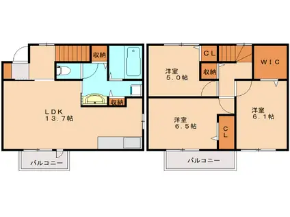 D-ROOMSAITO A棟(3LDK/1階)の間取り写真