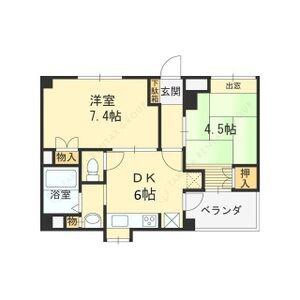 フロンステージ芦屋(2DK/2階)の間取り写真