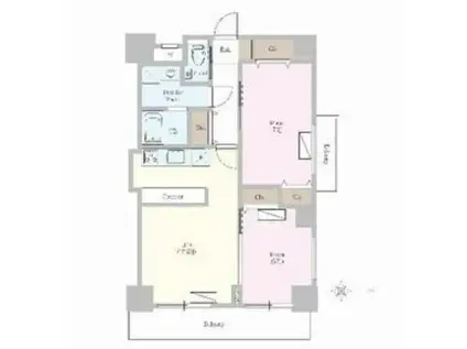 カスタリア榴ヶ岡公園(2LDK/12階)の間取り写真