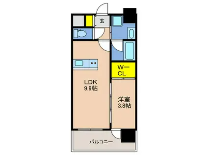GENOVIA神戸新開地駅前(1LDK/12階)の間取り写真