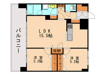 LIVE THE LIFE MISAKI ウエストリブザライフ美咲ウ(2LDK/6階)の間取り写真