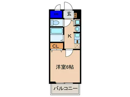 アクロス京都七条鴨川御苑(1K/6階)の間取り写真