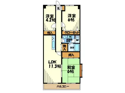 セントラルパレス15(3LDK/4階)の間取り写真