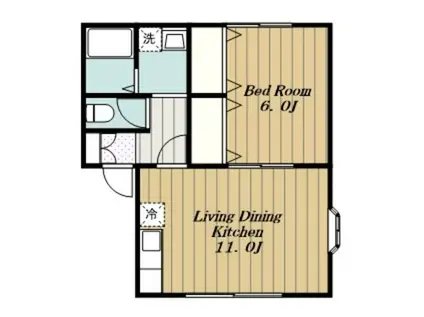 ドエルリンク盛和(1LDK/2階)の間取り写真