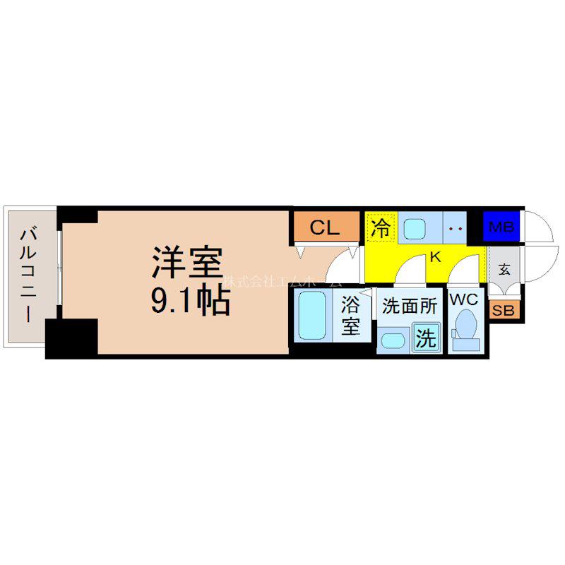 S-RESIDENCE東別院(1K/10階)の間取り写真