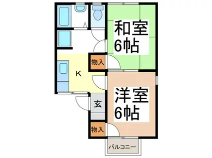 コーポさわやか(2K/2階)の間取り写真
