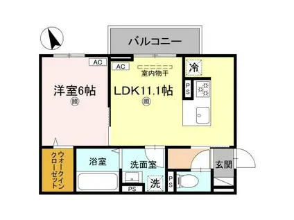 エレガンス ビュー 栗東市高野(1LDK/1階)の間取り写真