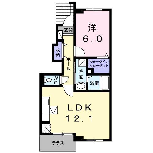 ディスカバリーII(1LDK/1階)の間取り写真