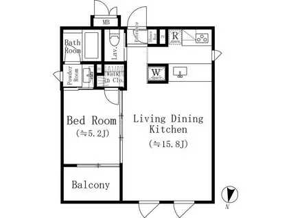ヴイエント デ センカワ(1LDK/3階)の間取り写真