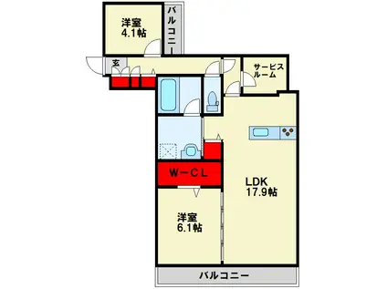 シャーメゾン優蒼の杜 壱番館(2SLDK/3階)の間取り写真