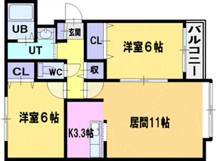 ホワイトハウス(2LDK/2階)の間取り写真