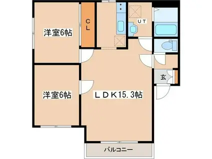 パークサイドオオタケ(2LDK/1階)の間取り写真