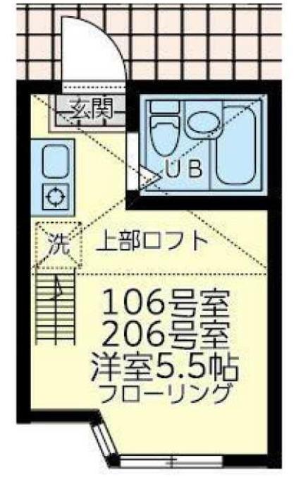 ユナイト境之谷プリンアラモード(ワンルーム/2階)の間取り写真