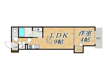 DOAHN 平野本町(1LDK/3階)の間取り写真