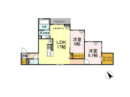 ストリーム久米川 旧久米川駅前A棟プロジェクト(2LDK/2階)の間取り写真