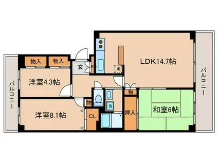 エルティ932(3LDK/14階)の間取り写真