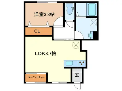 南新町アパート(1LDK/1階)の間取り写真