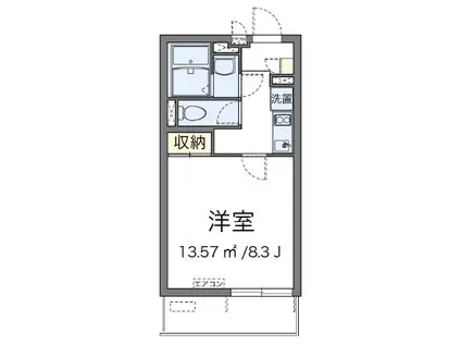オールミエール天神(1K/2階)の間取り写真