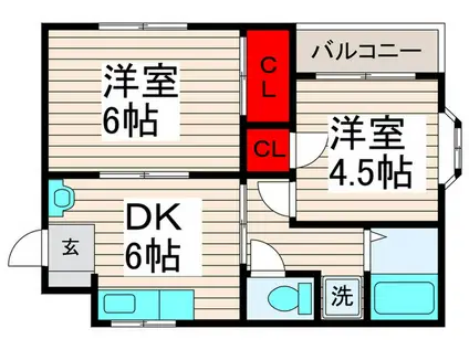 ウインド西新井(2DK/3階)の間取り写真