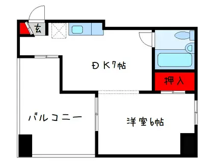 マンション北堀江(1DK/2階)の間取り写真