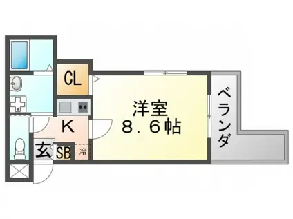 プルメリア関大前(1K/3階)の間取り写真