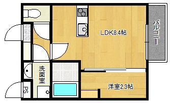 シンビ高須駅前II(1LDK/3階)の間取り写真