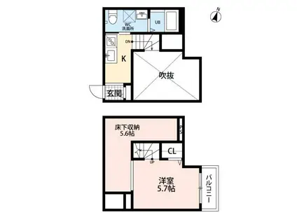 ディアコート琴平(ワンルーム/2階)の間取り写真