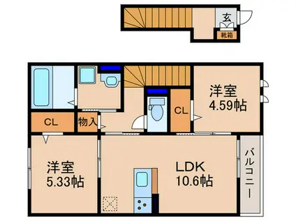 グレイスコーポV(2LDK/2階)の間取り写真