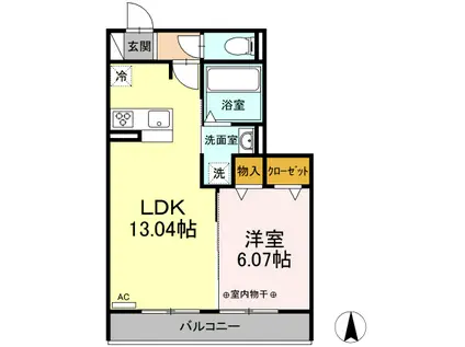 サンリット宮竹(1LDK/2階)の間取り写真