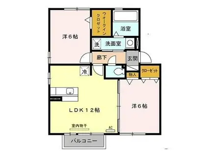 レセンテ八潮D(2LDK/2階)の間取り写真