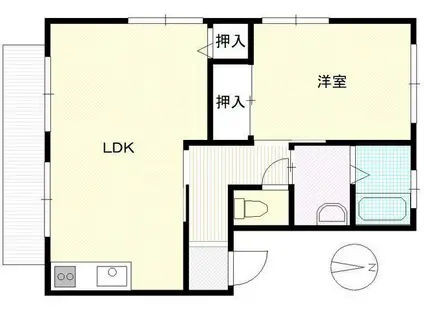 ディアス厚東A・B(1LDK/2階)の間取り写真