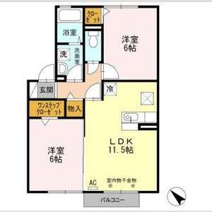 春夏秋冬 夏(2LDK/1階)の間取り写真